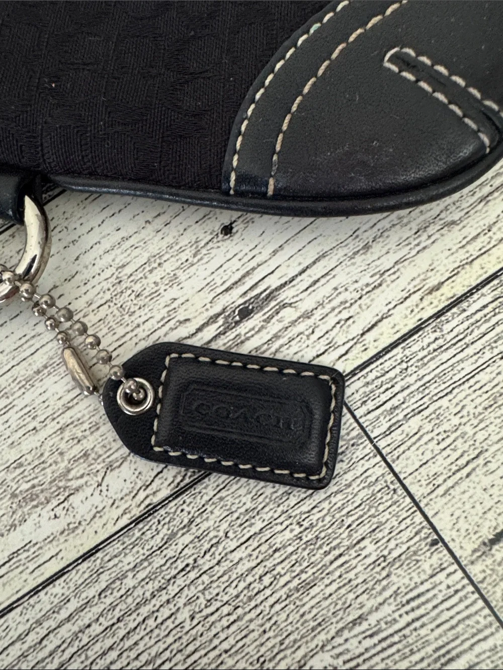 Coach Black Canvas &Leather Wristlet
